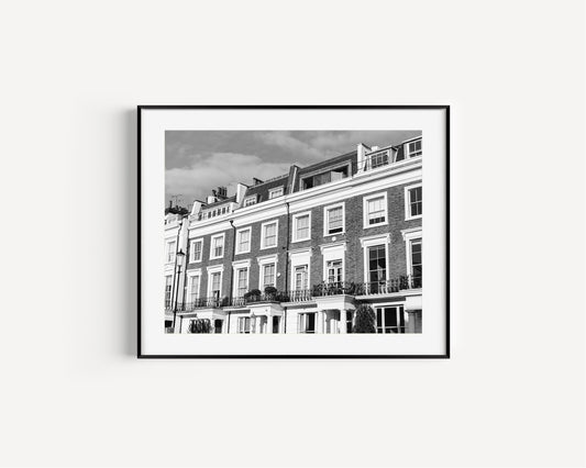 Black and White Notting Hill Flats London Print