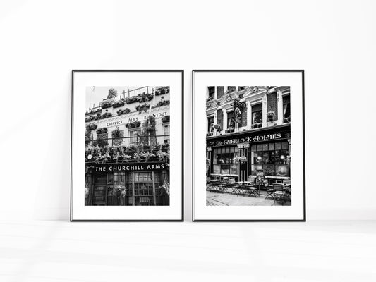 Black and White London Pub Print Set - Departures Print Shop