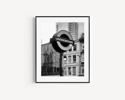 Black and White London Underground Print - Departures Print Shop
