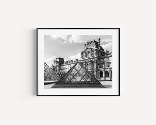 Black and White Louvre Museum Pyramid Print - Departures Print Shop