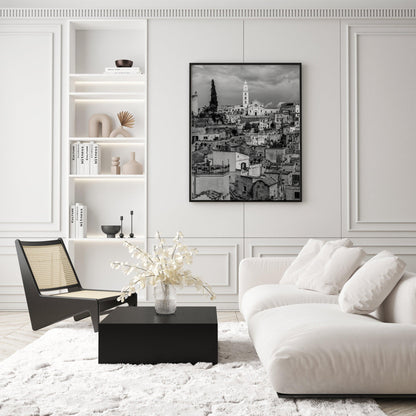 Black and White Matera Cityscape III | Italy Photography Print - Departures Print Shop