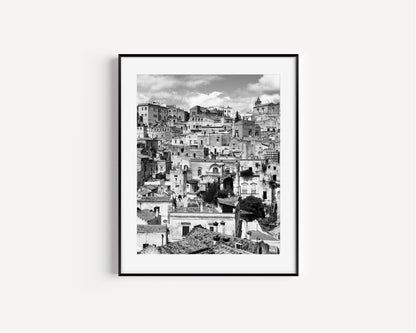 Black and White Matera Cityscape IV | Italy Photography Print - Departures Print Shop