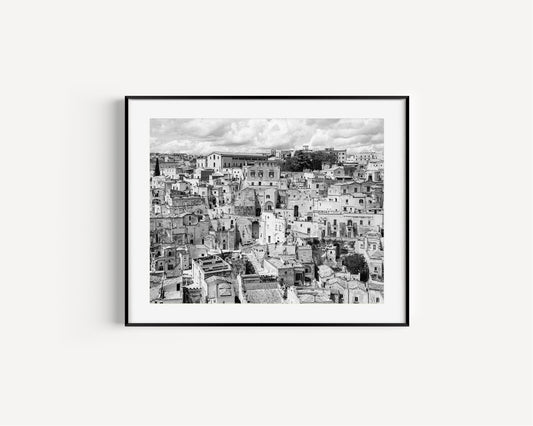 Black and White Matera Italy Cityscape | Italy Photography Print - Departures Print Shop