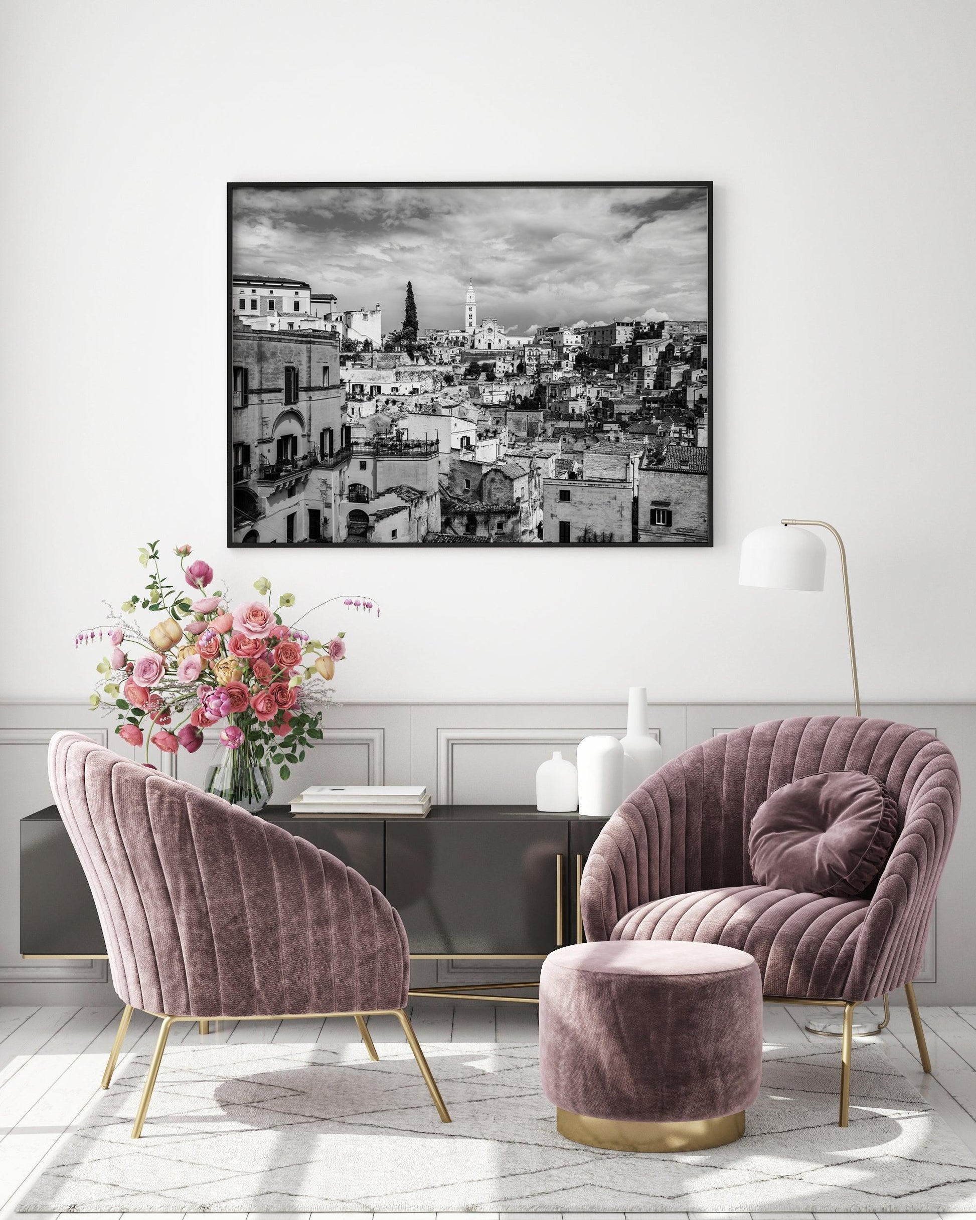 Black and White Matera Cityscape II | Italy Photography Print - Departures Print Shop
