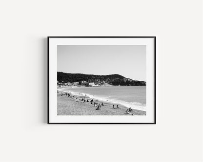 Black and White Nice France Beach Print | Black and White Beach Photography Print - Departures Print Shop