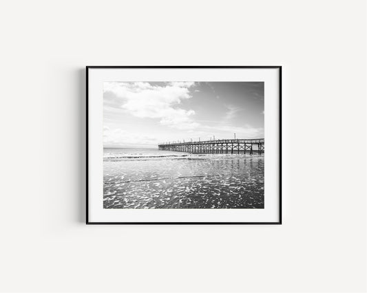 Black and White Ocean Isle Fishing Pier II | Beach Photography Print - Departures Print Shop