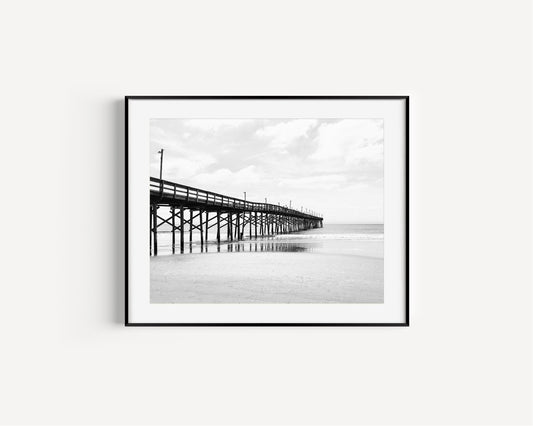 Black and White Ocean Isle Fishing Pier III | Beach Photography Print - Departures Print Shop