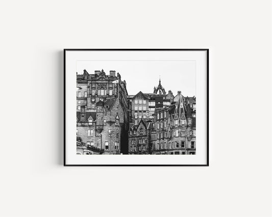 Black and White Old Town Edinburgh Print - Departures Print Shop