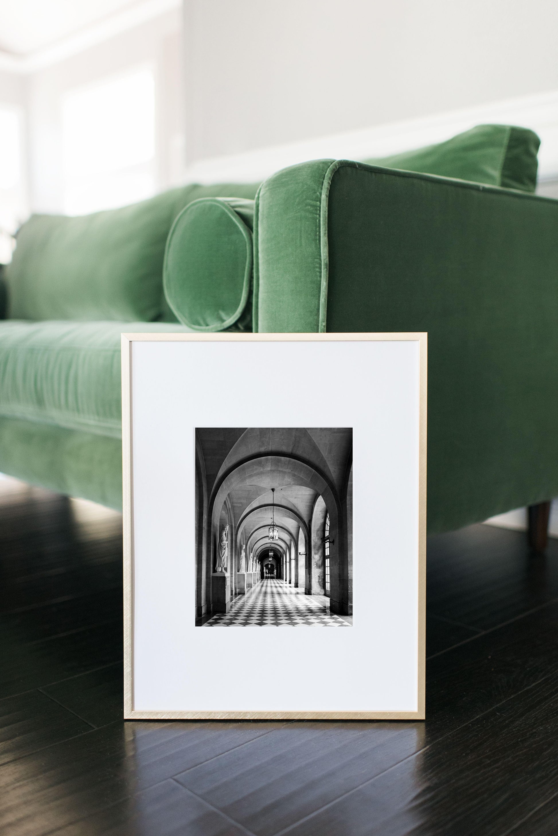 Black and White Palace of Versailles Hallway | Paris France Photography Print - Departures Print Shop