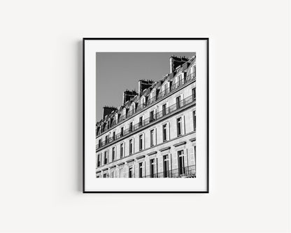 Black and White Paris Architecture Photography Print V - Departures Print Shop
