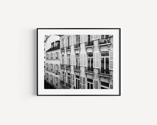 Black and White Paris Balcony Print | Paris Photography Print - Departures Print Shop