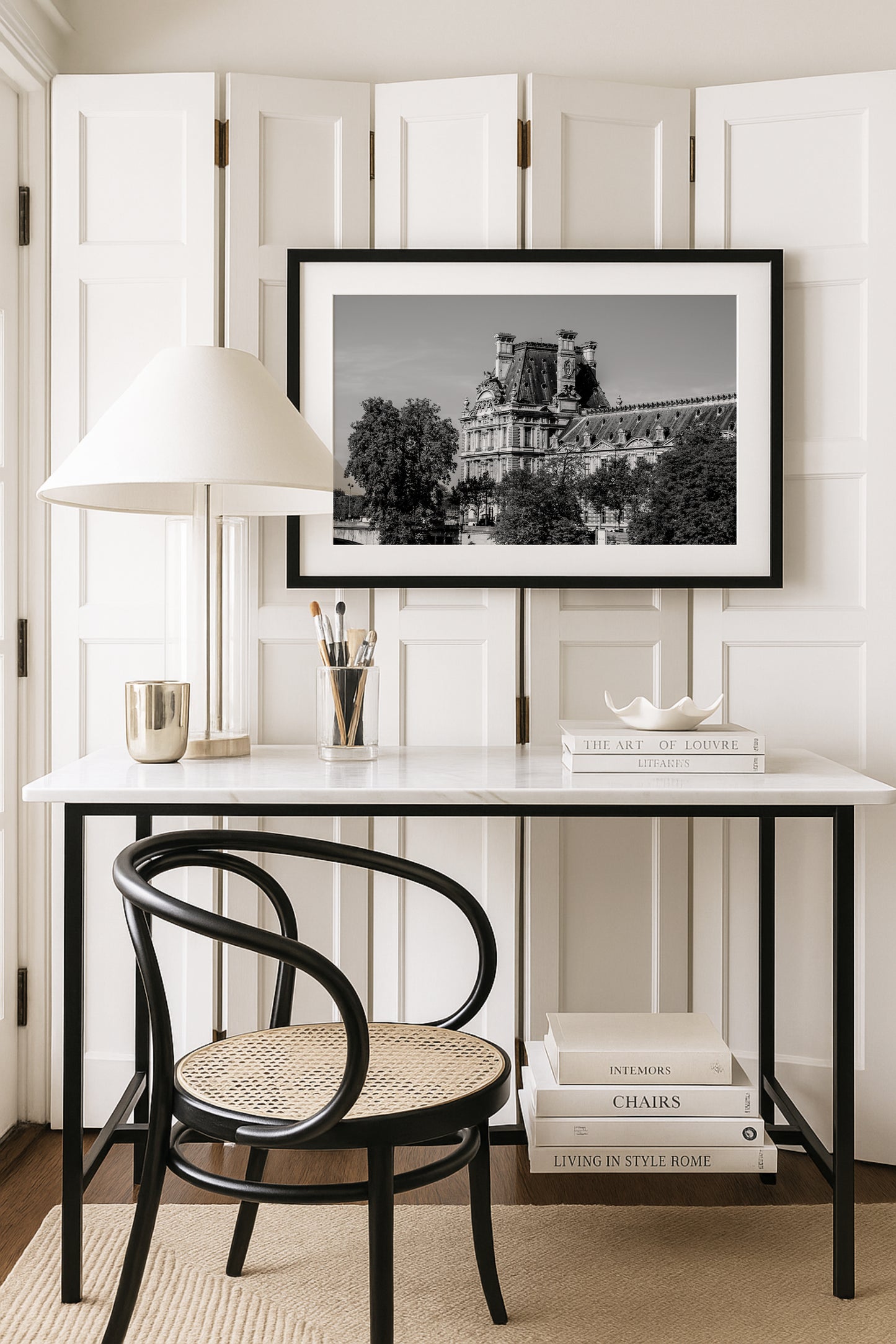 Black and White Paris In The Fall Photography Print
