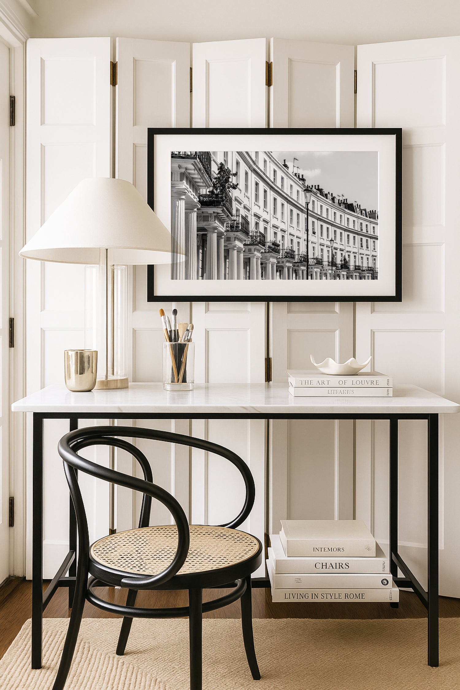 Black and white London architecture print taken of the Royal Crescent