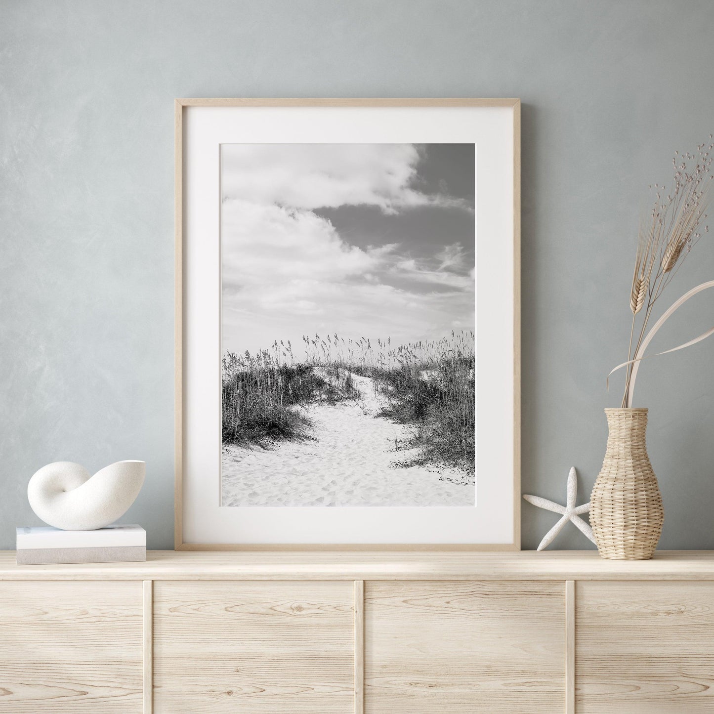Black and White Seagrass Beach Photography Print II - Departures Print Shop