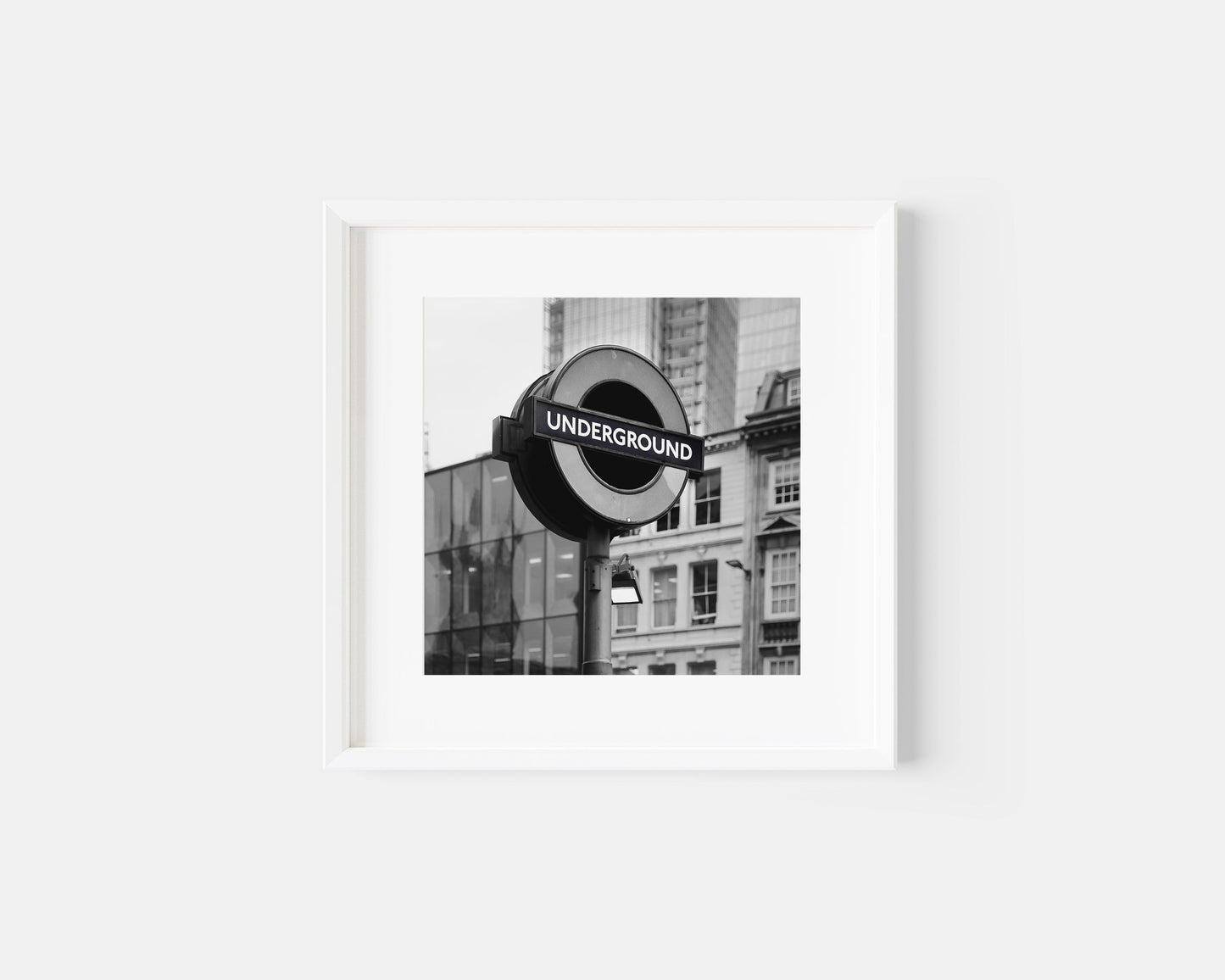 Black and White London Underground Tube Station Sign | Square London Photography Print - Departures Print Shop