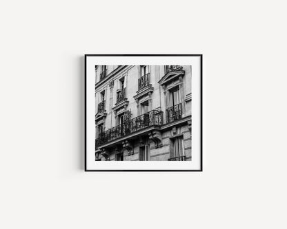 Black and White Square Paris Balcony Print | Paris Photography Print - Departures Print Shop