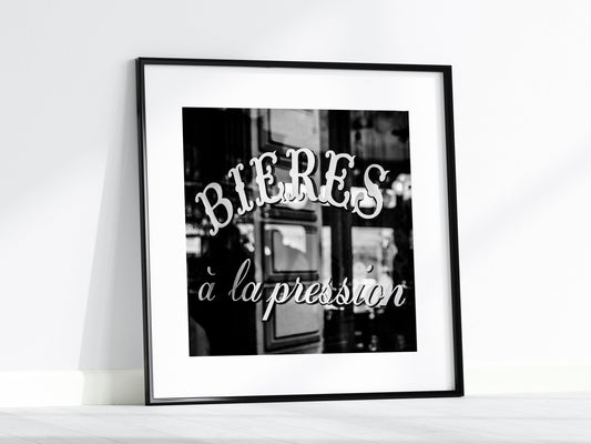 Black and White Square Paris Cafe Print | Paris Photography Print - Departures Print Shop