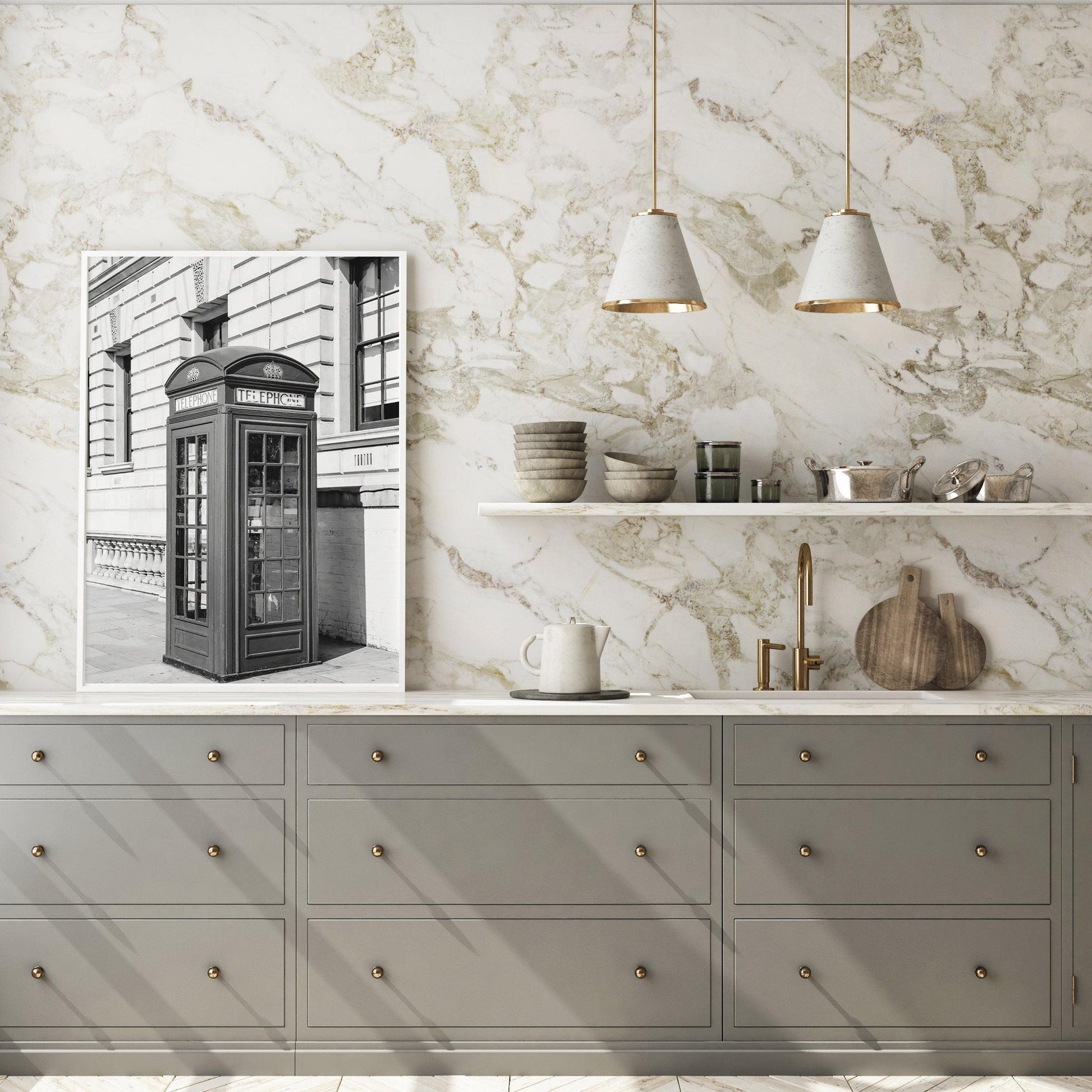 Black and White Telephone Booth II London Print - Departures Print Shop