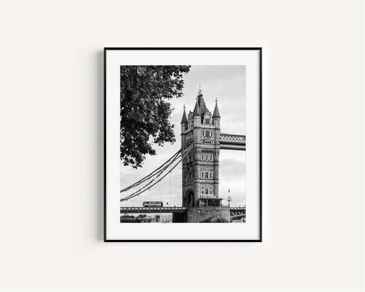 Black and White Tower Bridge In The Fall | London Photography Print - Departures Print Shop