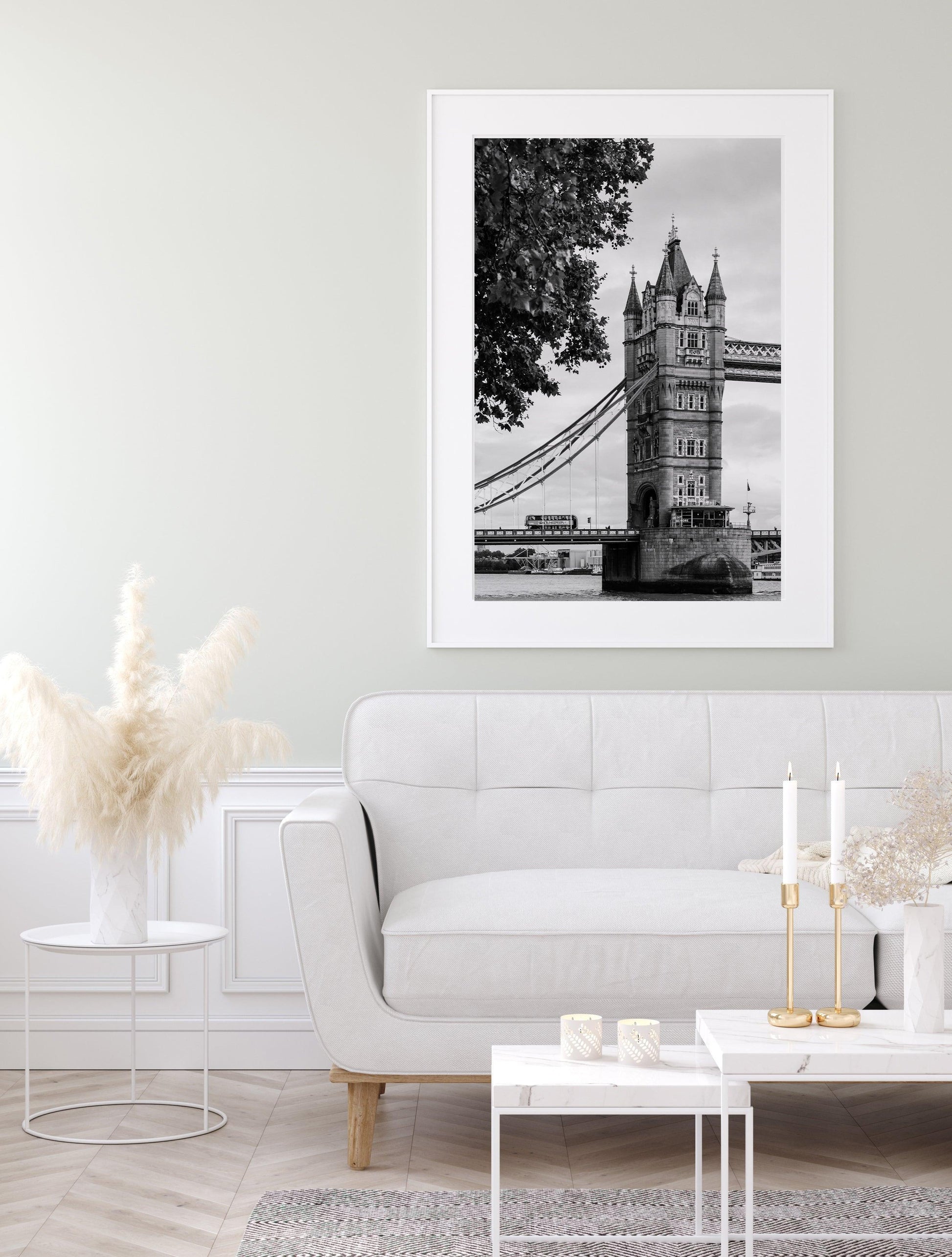 Black and White Tower Bridge In The Fall | London Photography Print - Departures Print Shop