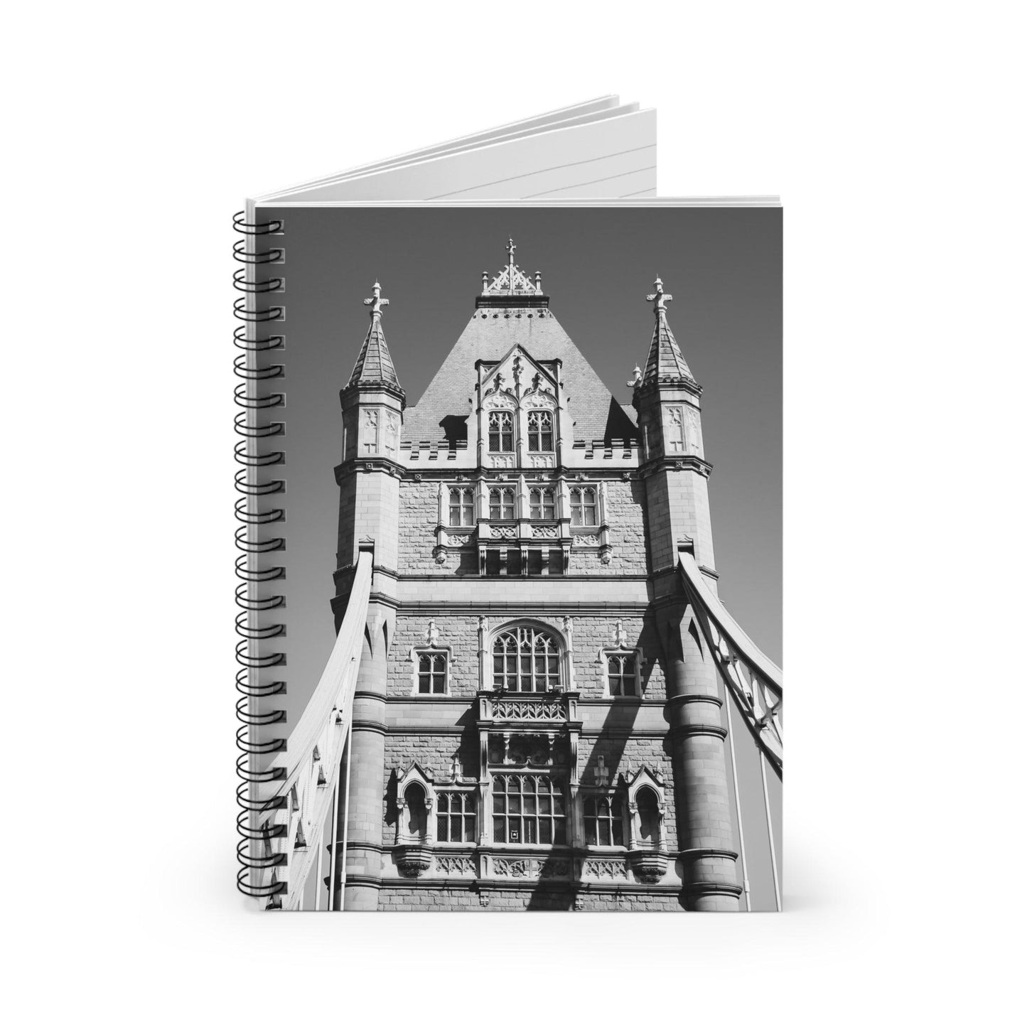 Black and White Tower Bridge London Spiral Notebook - Departures Print Shop
