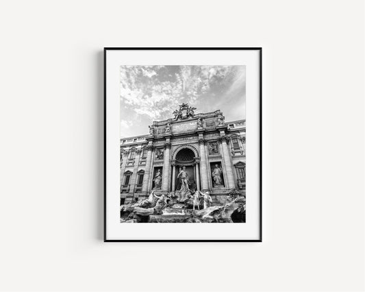 Black and White Trevi Fountain | Rome Italy Photography - Departures Print Shop