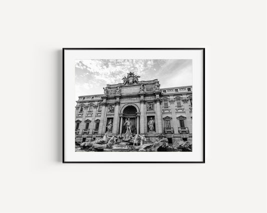 Black and White Trevi Fountain Rome Print II - Departures Print Shop