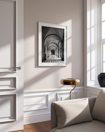 Black and White Palace of Versailles Hallway Print