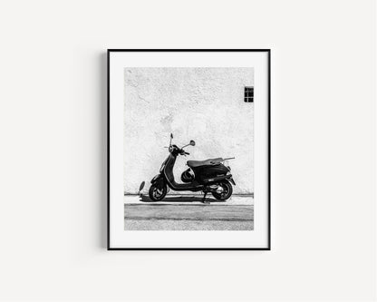 Black and White Vespa Scooter II | Italy Photography Print - Departures Print Shop