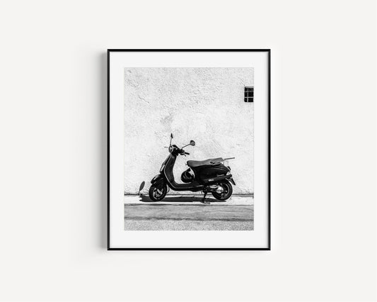 Black and White Vespa Scooter II | Italy Photography Print - Departures Print Shop