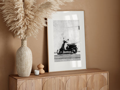 Black and White Vespa Scooter II | Italy Photography Print - Departures Print Shop