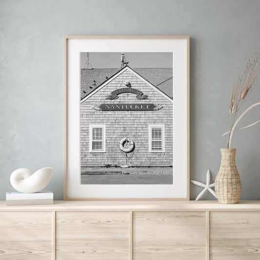 Black and White Welcome to Nantucket Print