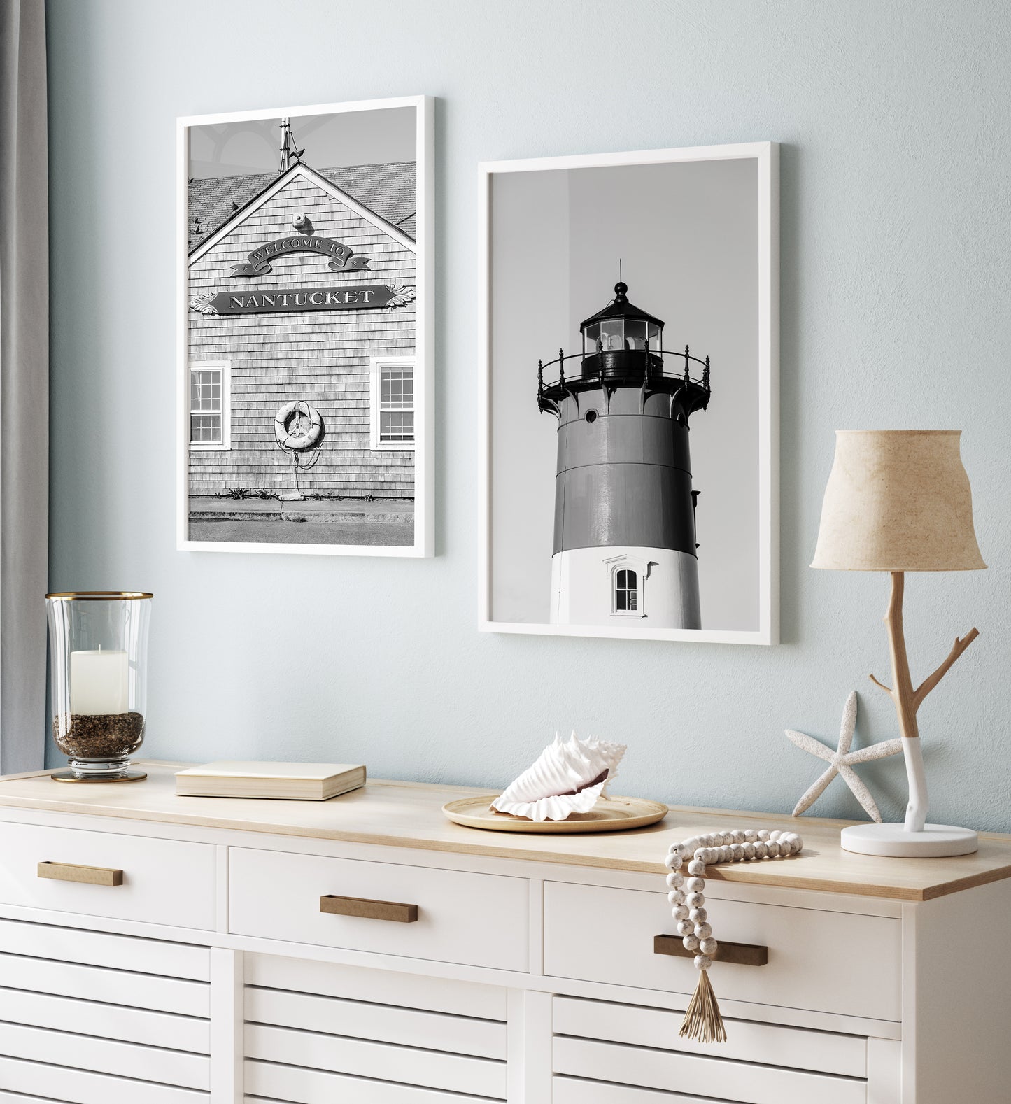 Black and White Welcome to Nantucket Print