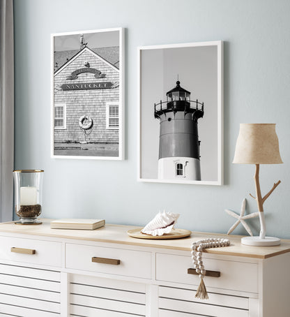 Black and White Welcome to Nantucket Print