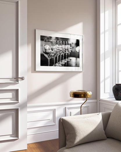 Black and White Wine Glass Photography Print | Napa Valley Winery Photography Print - Departures Print Shop