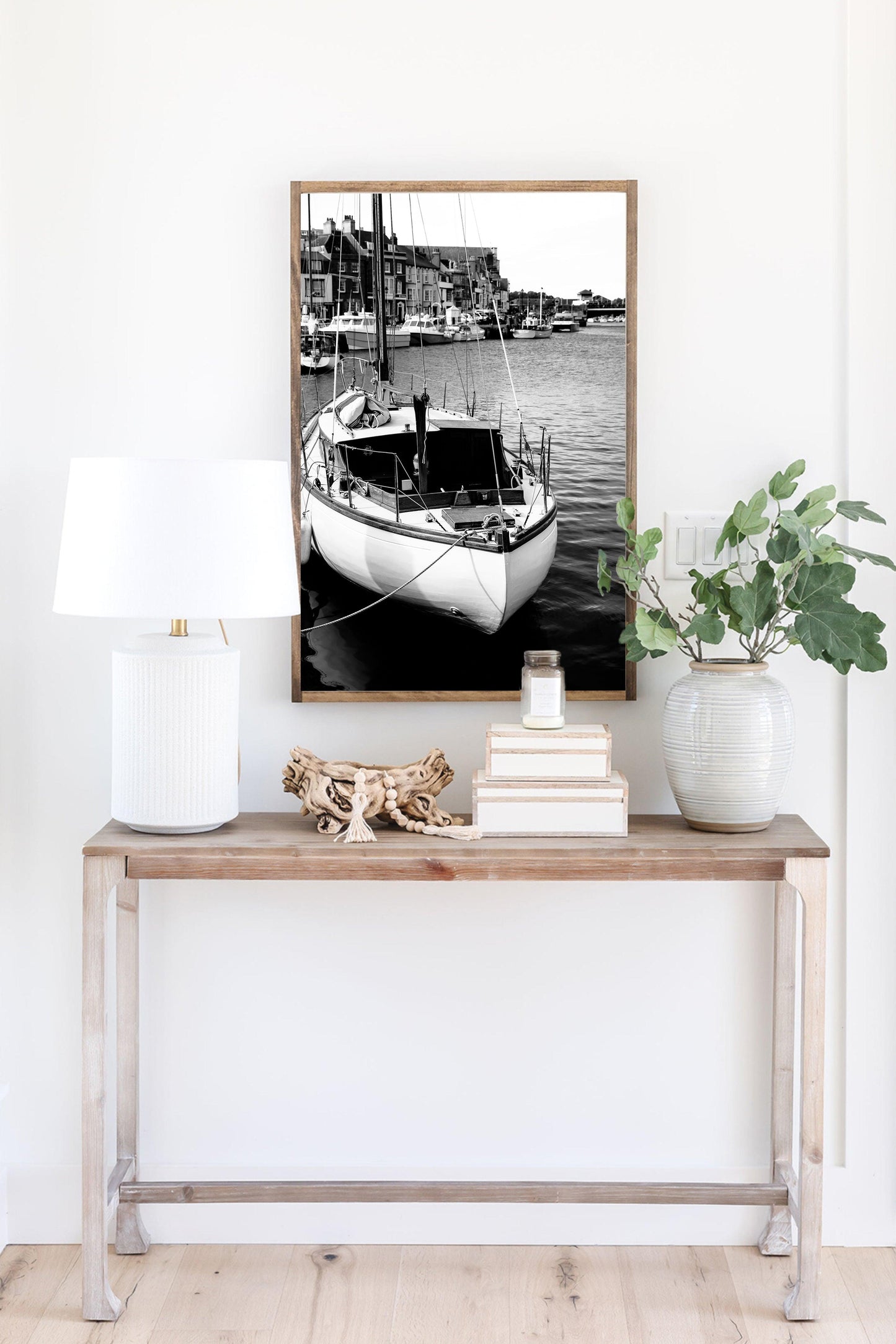 Black and White Wooden Boat Photography III | Beach Photography Print - Departures Print Shop