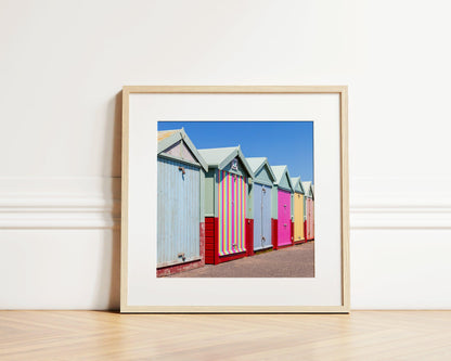 Brighton Beach Huts Square Print | Beach Photography Print - Departures Print Shop