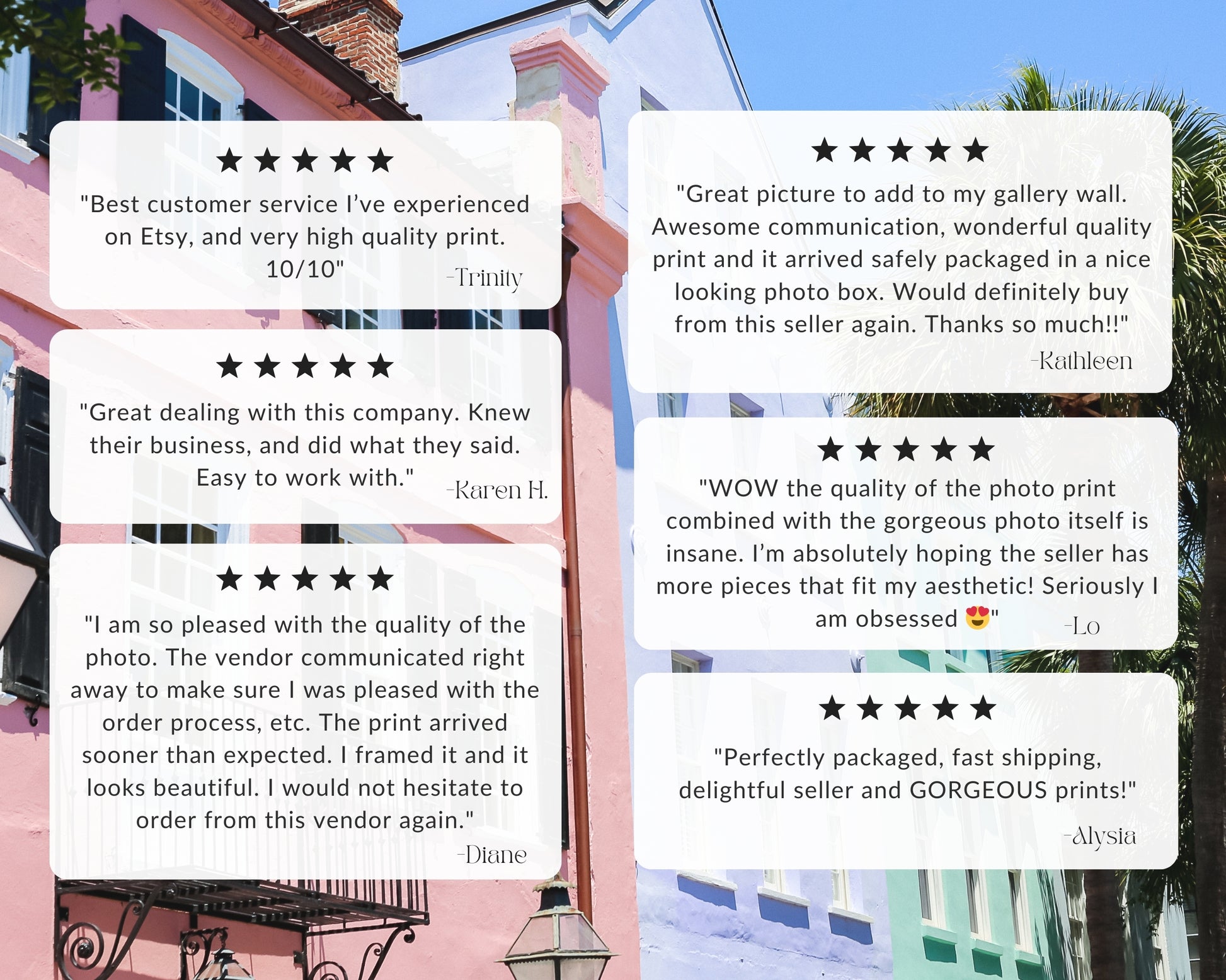 5-Star Reviews for Departures Print Shop Charleston Collection