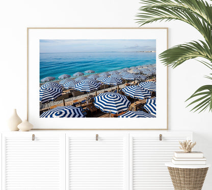 Cote d'Azur Beach Club Umbrellas III | French Riviera Photography Print - Departures Print Shop