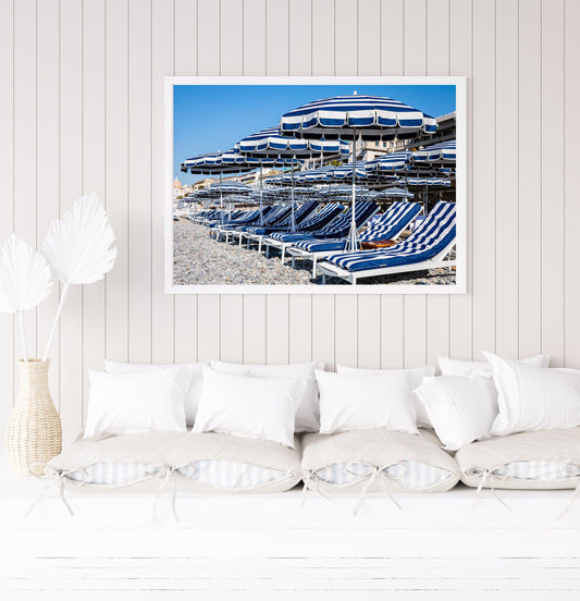 Cote d'Azur Beach Club Umbrellas | French Riviera Photography Print - Departures Print Shop
