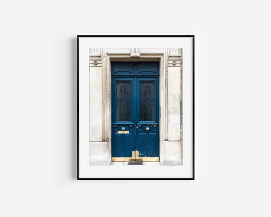 Dark Blue Paris Door Print | Paris Photography Print - Departures Print Shop