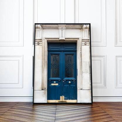 Dark Blue Paris Door Print | Paris Photography Print - Departures Print Shop