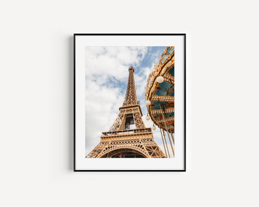 Eiffel Tower Carousel Paris Photography Print - Departures Print Shop