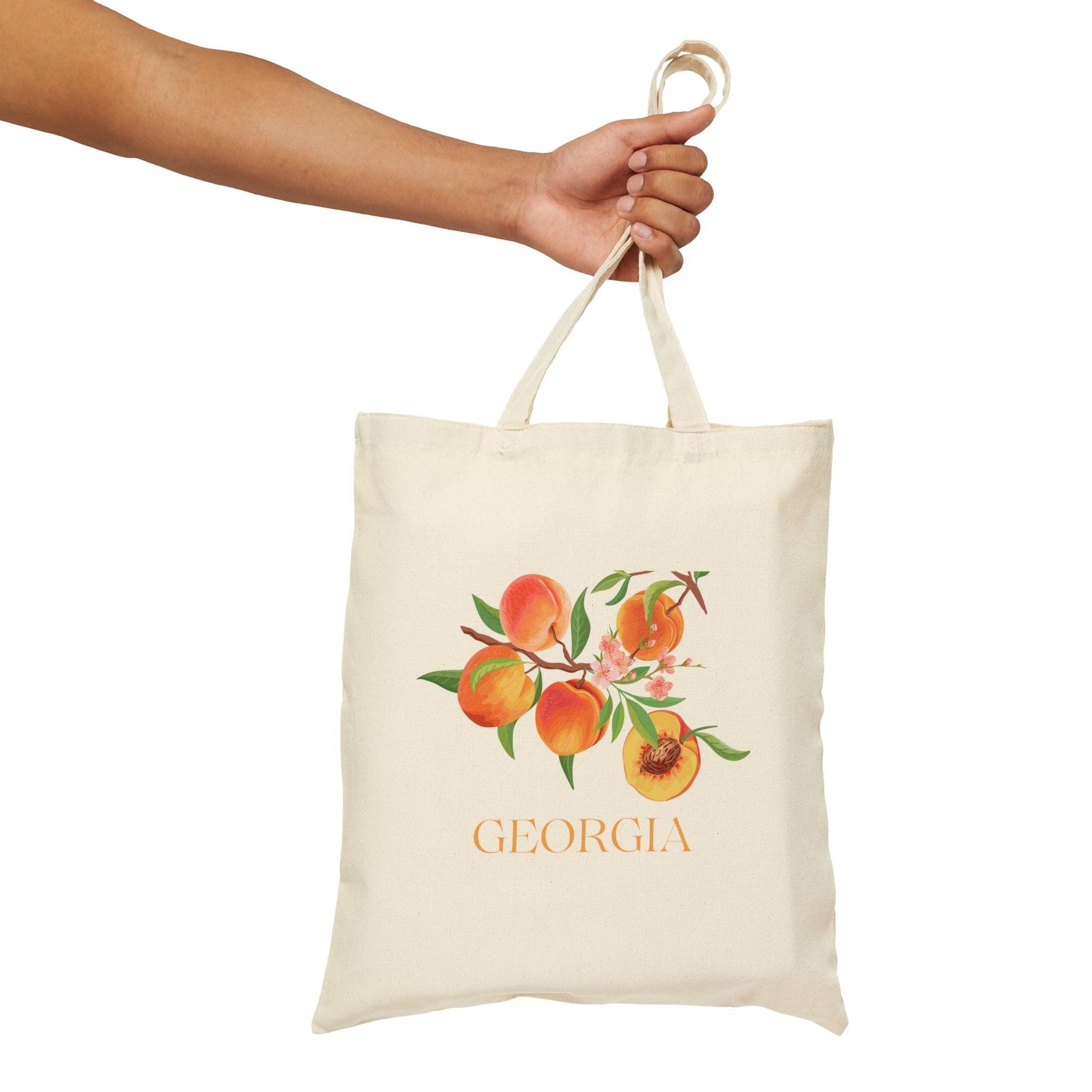Georgia Peach Canvas Tote Bag - Departures Print Shop