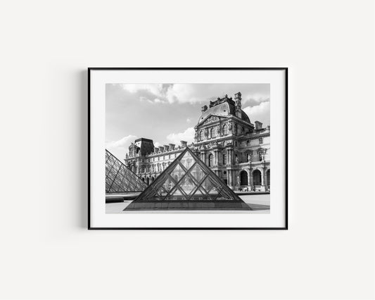 Black and White Louvre Museum Pyramid Print