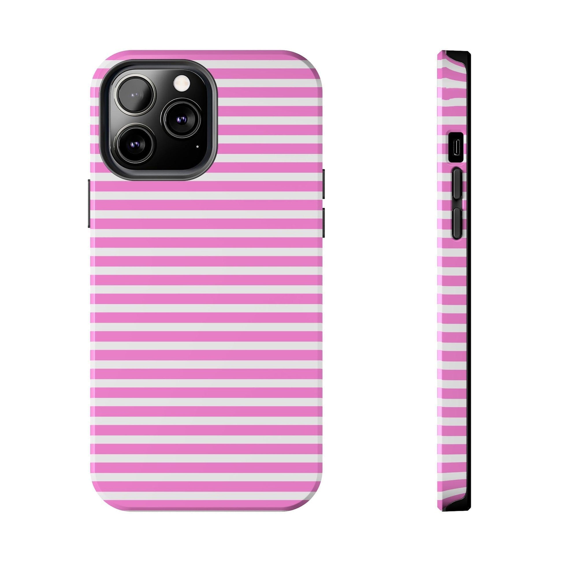 Pink and White Striped Phone Case - Departures Print Shop