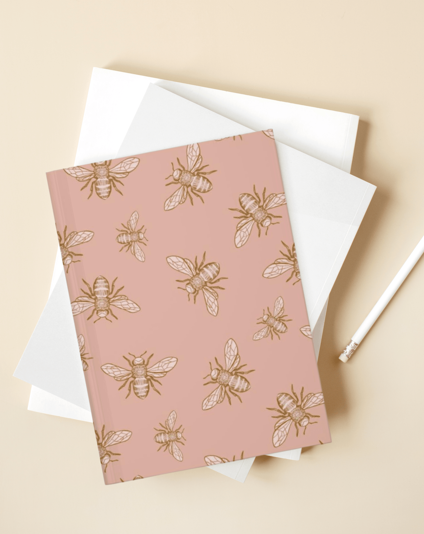 Pink Honey Bee Hardcover Notebook - Departures Print Shop
