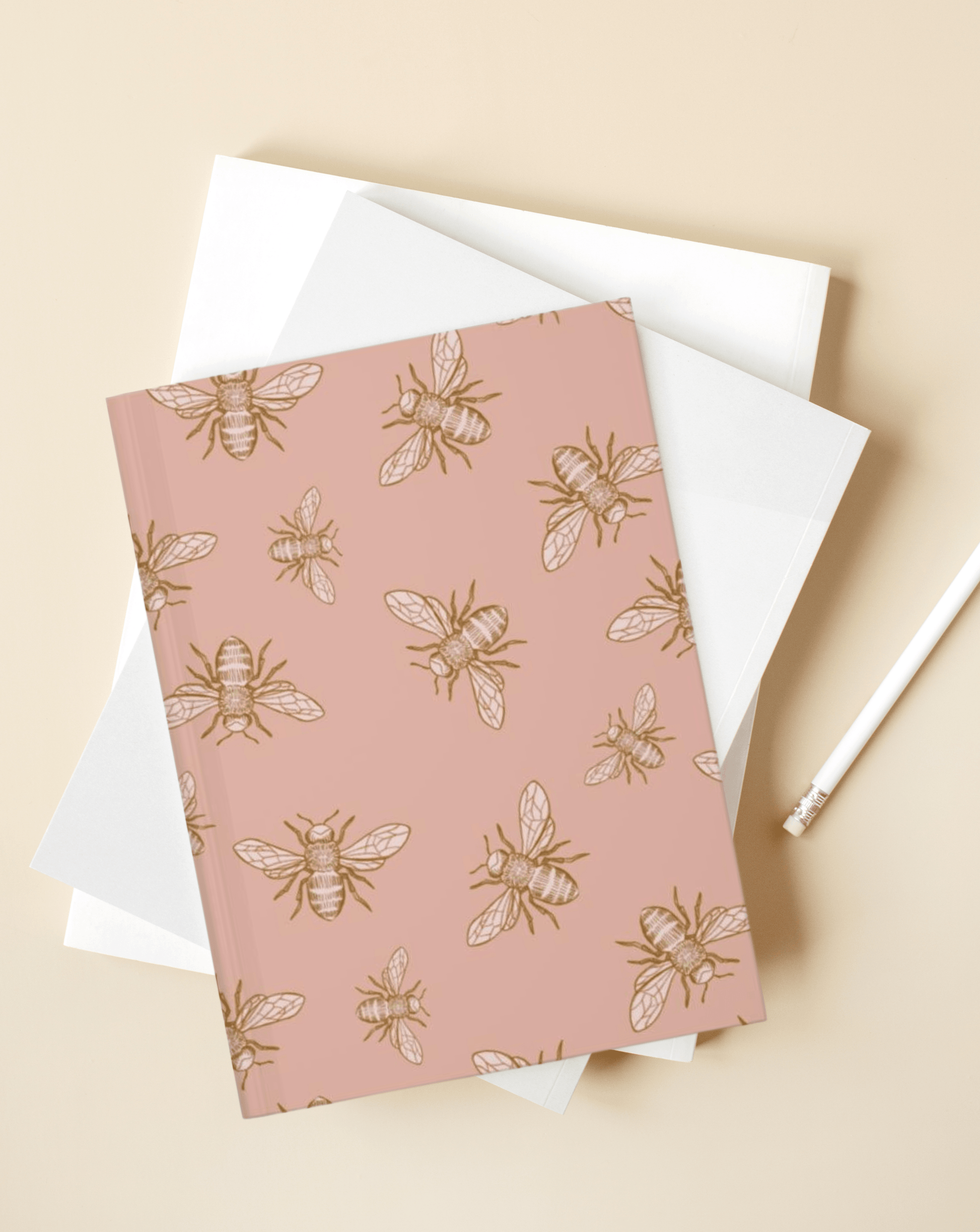 Pink Honey Bee Hardcover Notebook - Departures Print Shop