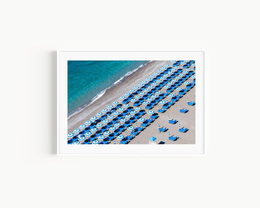 Positano Aerial Beach Umbrella Print | Amalfi Coast Italy Photography - Departures Print Shop