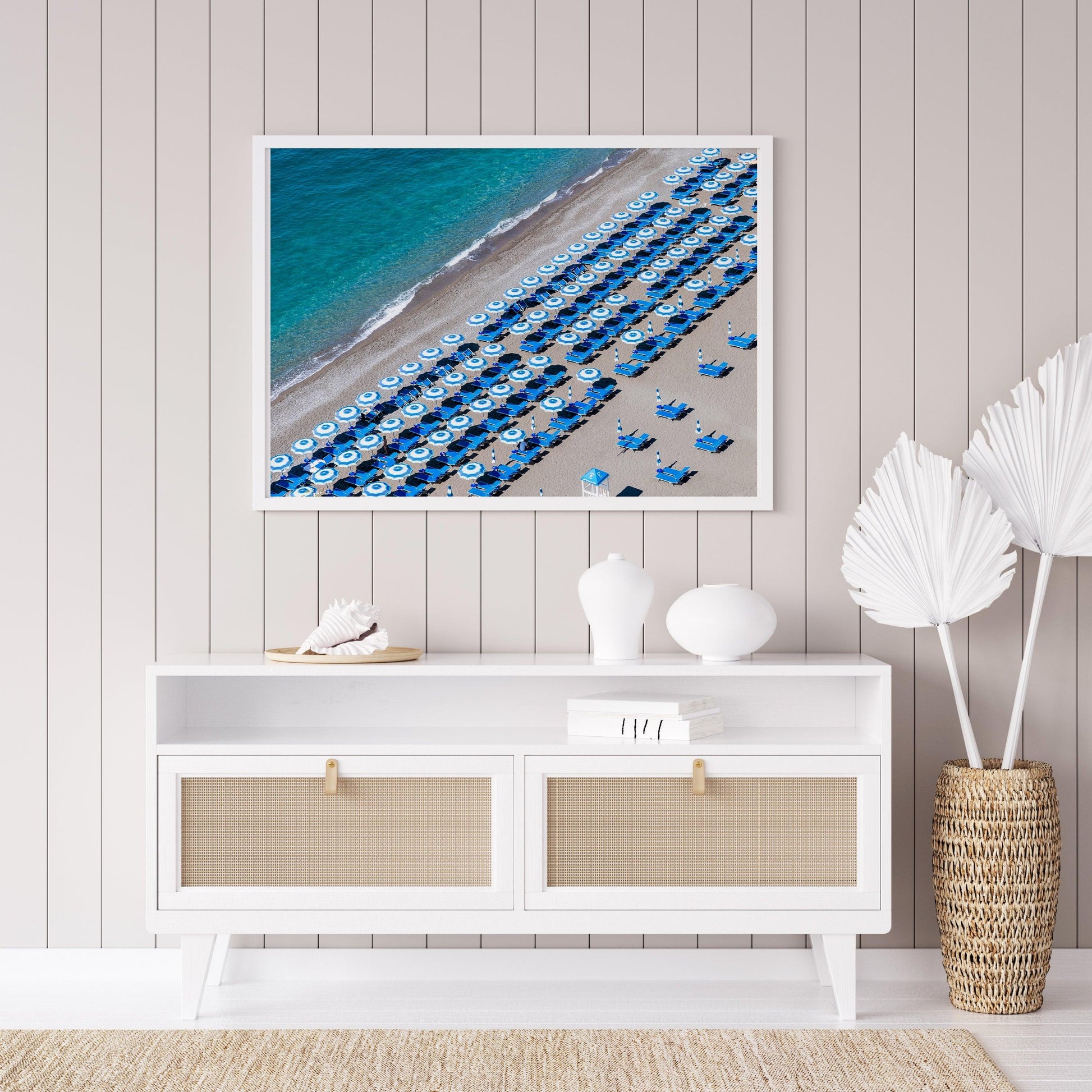 Positano Aerial Beach Umbrella Print | Amalfi Coast Italy Photography - Departures Print Shop